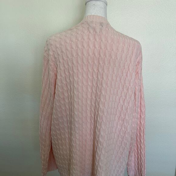 Bedford Fair Cardigan Sweater Cable Knit Pink SZL - Picture 5 of 10